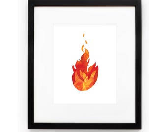 Fire Art Print, Fire Illustration