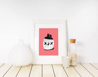 Whiskey Art Print, Kitchen art, Women drink whiskey
