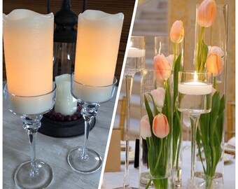 Set of 2 wedding glass candle holders