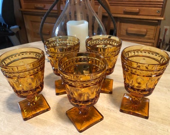 Amber  Park Lane"  by Colony Glass glasses 5 glass set