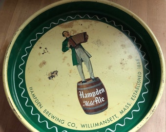Vintage metal Hampden beer tray 13”