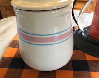 McCoy Cookie Jar Canister 7 1/2” tall X 6” across 9 1/2” w/lid