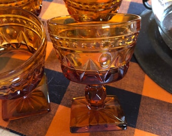 Amber Park Lane"  by Colony Glass sherbert glasses 4 glass set