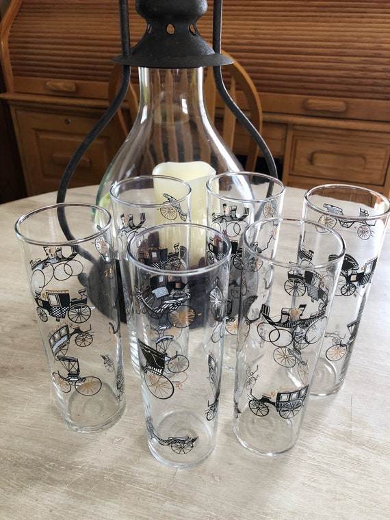 6 Vintage Antique Car Ice Tea Glasses Etsy