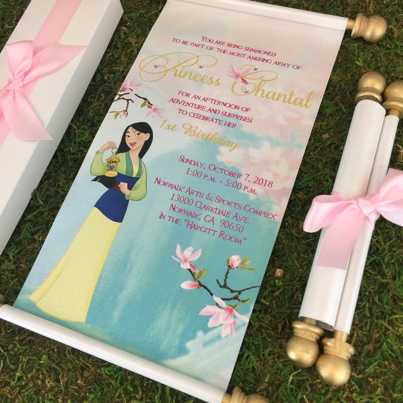 Mulan Royal Princess Birthday Scroll Invitation Princess Etsy