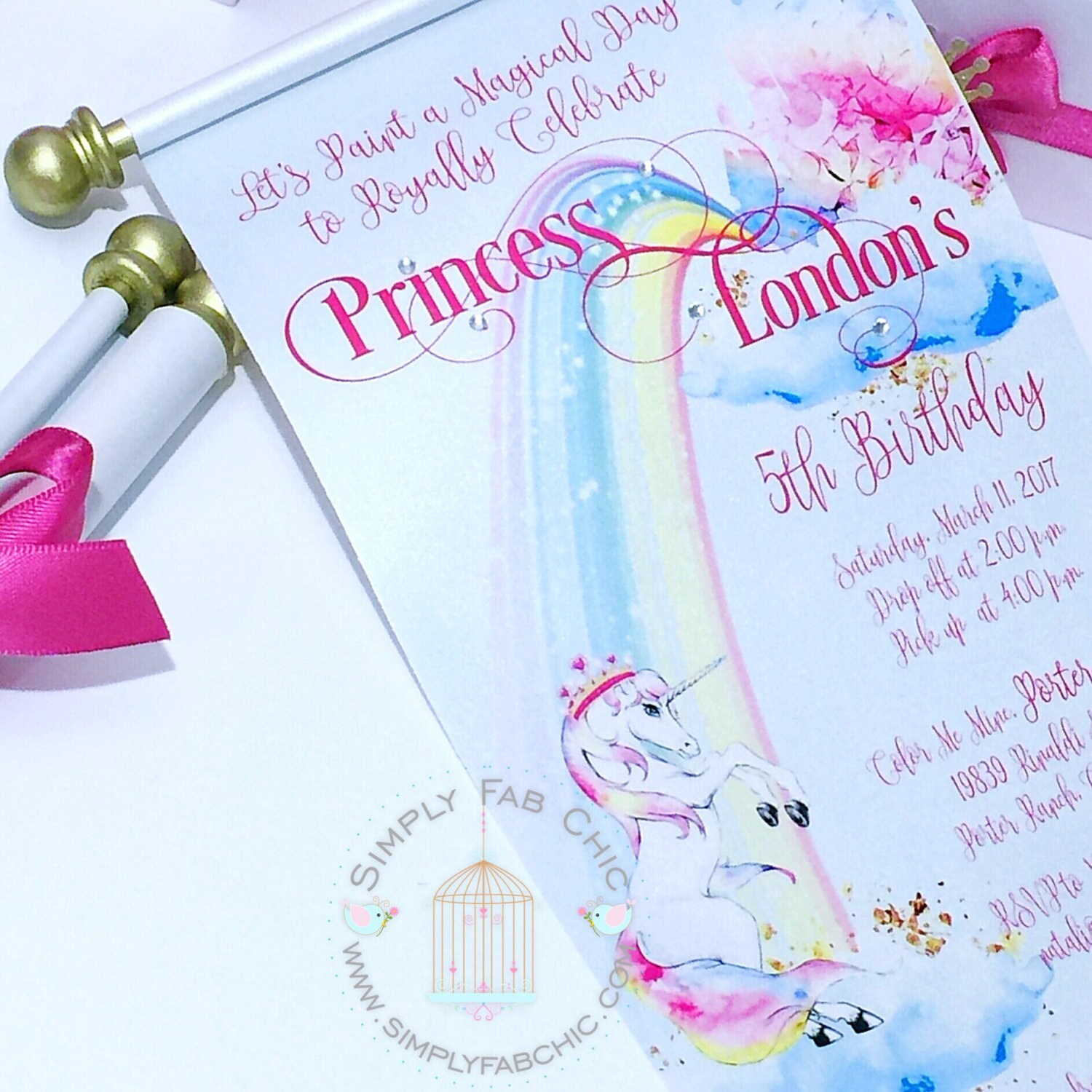 Unicorn Scroll Wedding Invitation Birthday Wedding Invitation Etsy