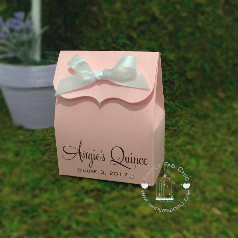 Personalized Boxes Bridal Shower Favor Quinceanera Favor Box Favor Boxes | Treat Favors Pink Favor Box Wedding Favor | Set of 10