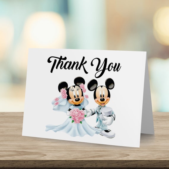 Mickey Minnie Thank You Card Set Of 10 Disney Wedding Etsy