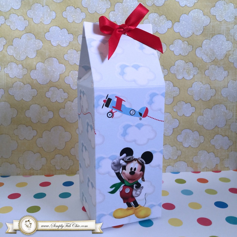 baby shower Mickey Mouse Clubhouse Treat Box for birthday Pilot Mickey Favor Milk Box Aviator Mickey Favors wedding