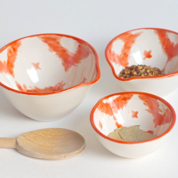 SALE! persimmon red ikat nesting bowls