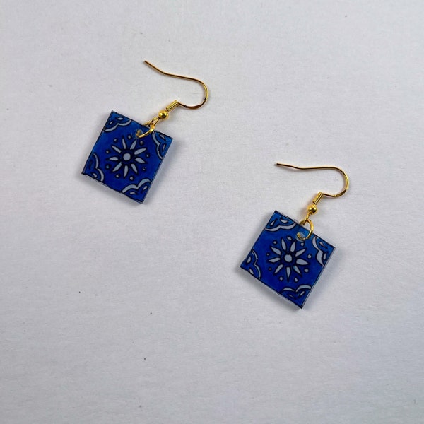 Mexican Inspired Tile Earrings, Talavera Inspired Tile Earrings, Mediterranean tile Earrings