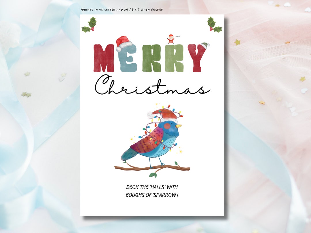 Printable Christmas Card Bird Christmas Card Funny Christmas - Etsy