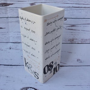 Wedding Gift Wedding Vase in ceramic personalized with date and initials of couple Anniversary Gift image 1