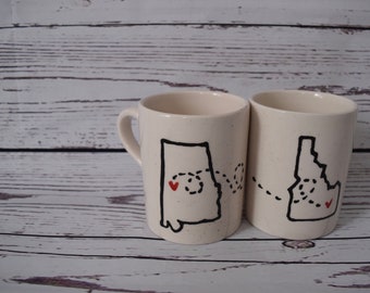 State and City Where We Met Coffee Mugs