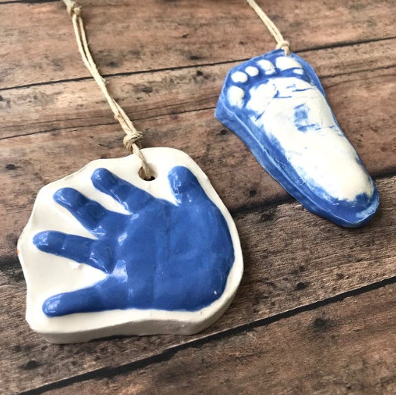 Raised Ceramic 3D Handprint Ornament Kit to Go in Vintage Blue Etsy