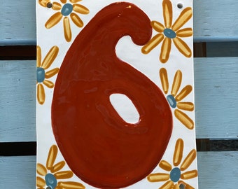 70’s Inspired Flower power house number Mello yellow