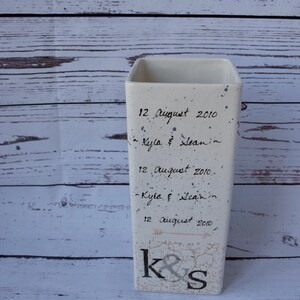 Wedding Gift Wedding Vase in ceramic personalized with date and initials of couple Anniversary Gift image 5