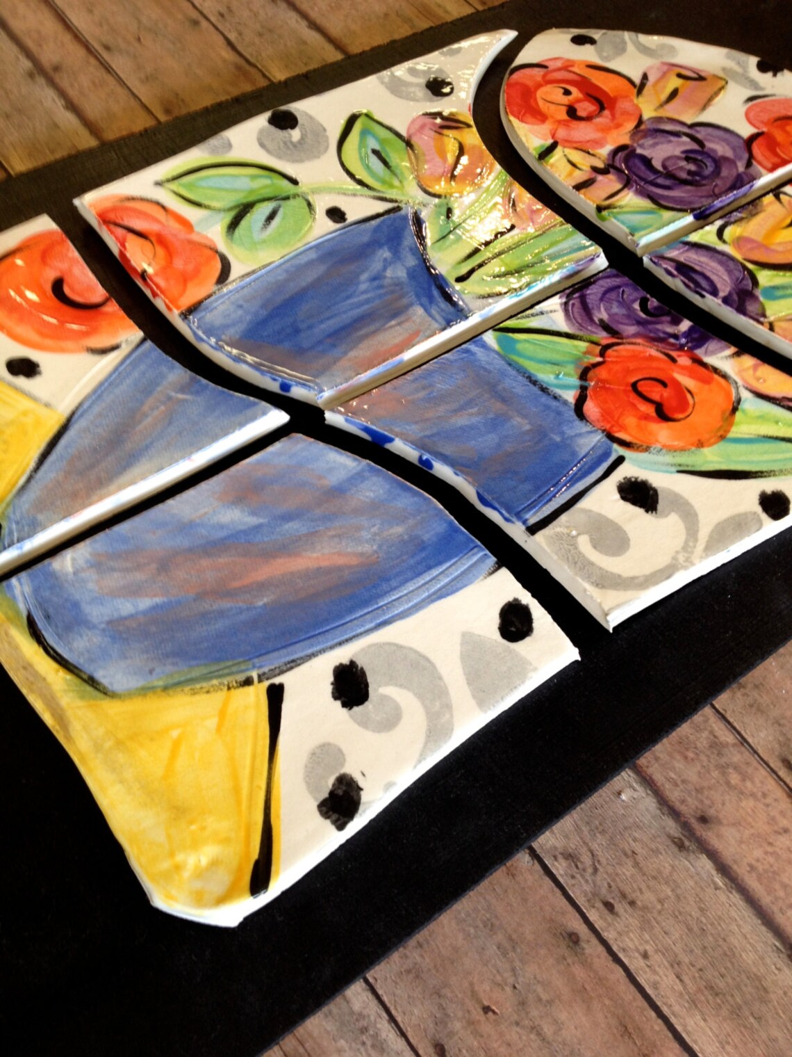 Stained Glass Church Window Puzzle Style Mosaic Floral Wall - Etsy