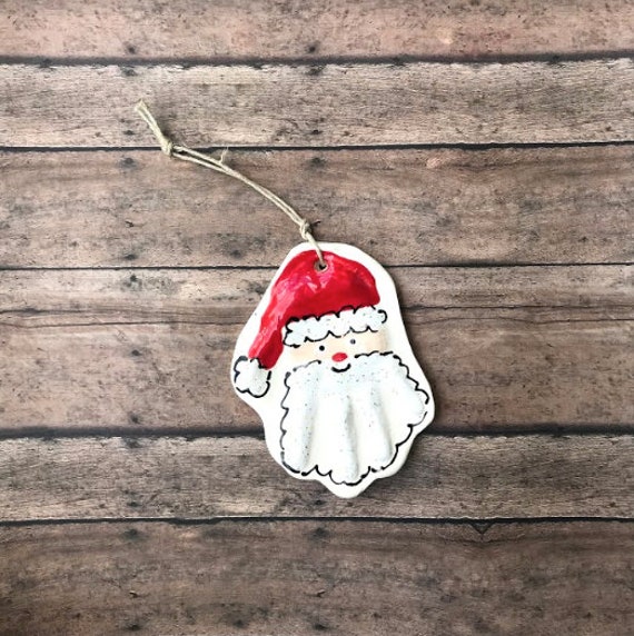 Handprint Santa Christmas Ornament in Ceramic Hand Mold Kit by