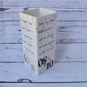 Wedding Gift Wedding Vase in ceramic personalized with date and initials of couple Anniversary Gift image 6
