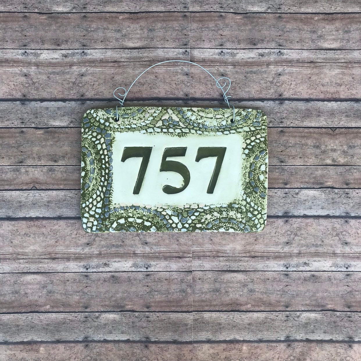 Sage Green House Number Ceramic Tile Mosaic Look Bordered Etsy UK