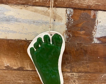 Footprint ornament in ceramic  Baby footprint ornament Raised footprint ornament kit by mail