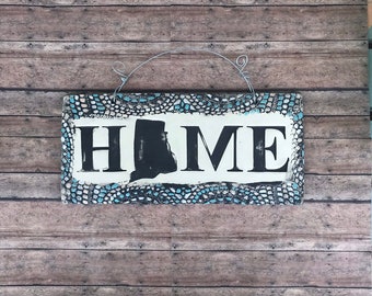 Home Sign in ceramic Moving GIft Housewarming Gift personalize with your state