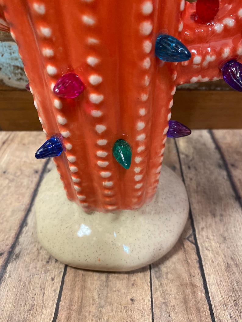 Lighted Cactus in Ceramic Vintage Inspired Arizona Sun color image 4