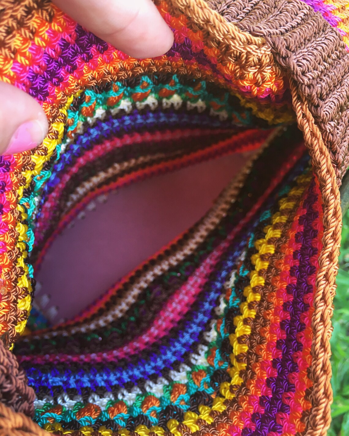 Bolso de ganchillo arco iris / bolso de rayas de colores Etsy