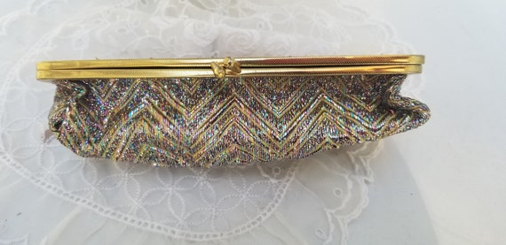 vintage 1970s tapestry glitter coin purse makeup … - image 2