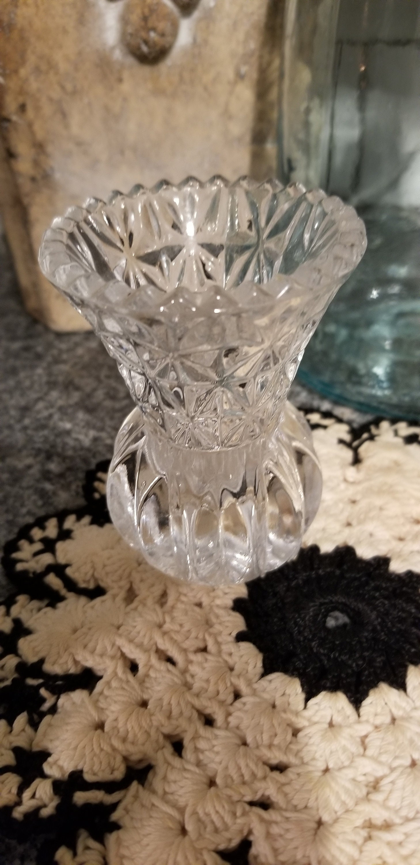 Vintage Lead Crystal Heavy Diamond Cut Depression Glass Etsy