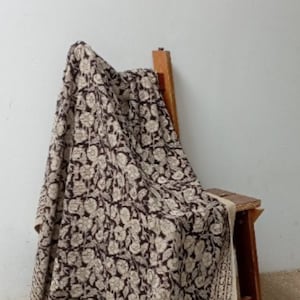 Block print throw blanket, tassel throw blanket, block printed blanket, floral coverlet