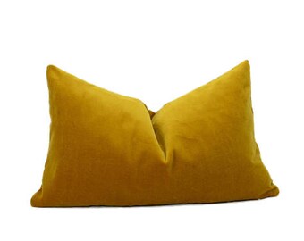 Yellow velvet pillow | Etsy Mustard Yellow Velvet Throw Pillow
