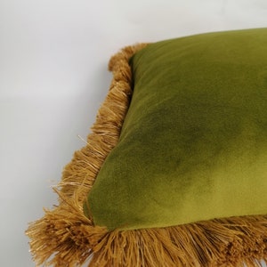 chartreuse silk velvet pillow // green silk velvet cushion image 8