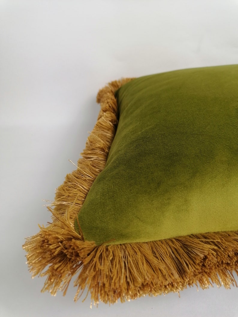 chartreuse silk velvet pillow // green silk velvet cushion image 8