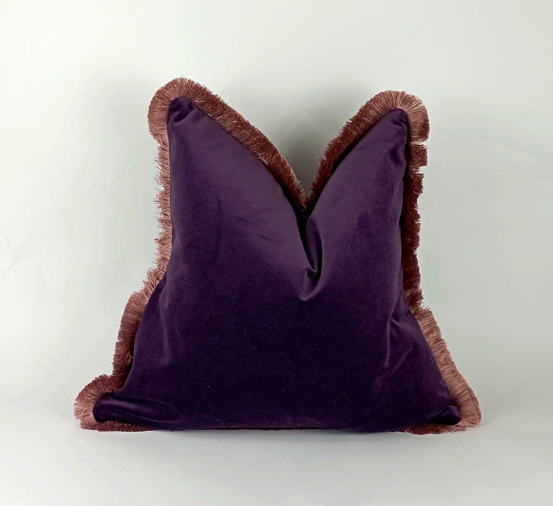 Purple Velvet Pillow, Purple and Pink Pillow, Plum Velvet Cushion