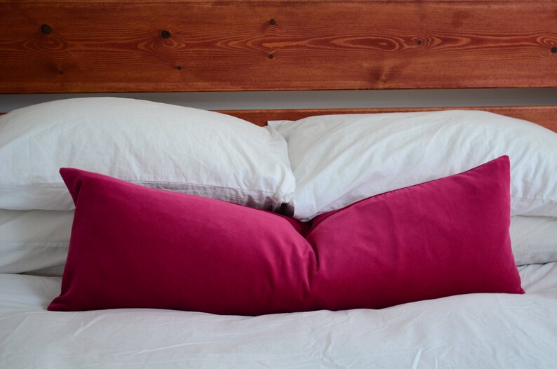 Long Lumbar Pillow // Pink Velvet Pillow // Long Lumbar Etsy