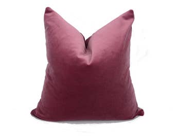 Mulberry velvet pillow case // mulberry velvet cushion // dark pink pillow cover // velvet pillow