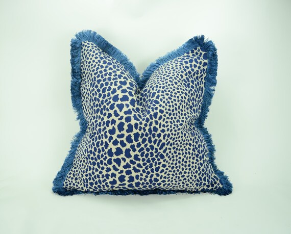 blue cheetah print pillow