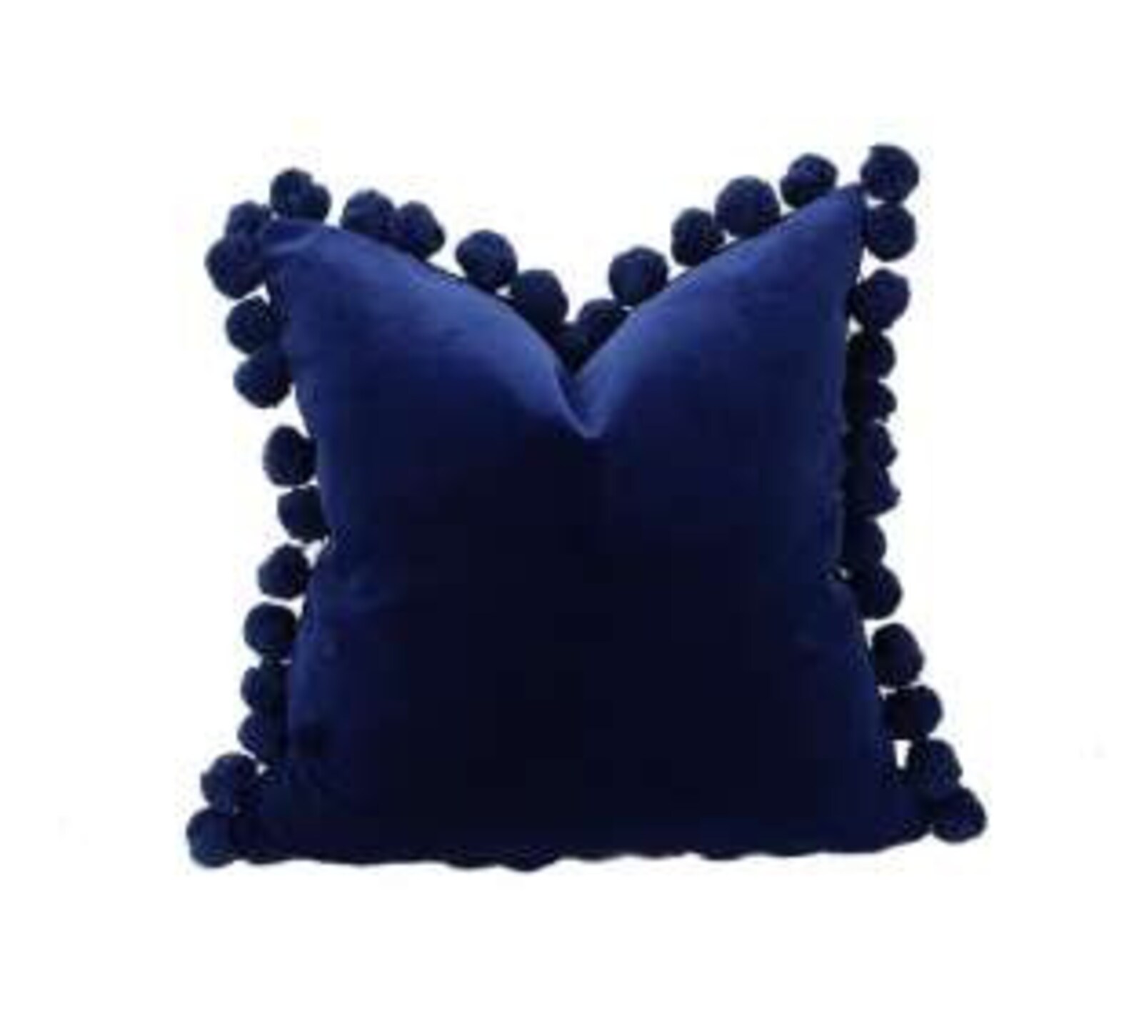 Midnight Blue Pom Pom Cushion // Jumbo Pom Pom Pillow // Etsy