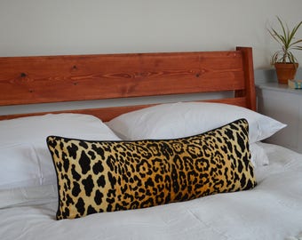 long lumbar leopard pillow // leopard print cushion  // long lumbar leopard cushion  // braemore jamil leopard pillow cover