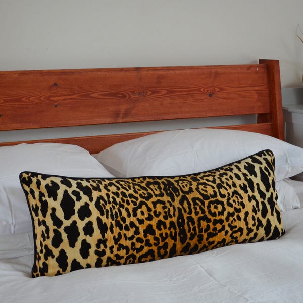 long lumbar leopard pillow // leopard print cushion  // long lumbar leopard cushion  // braemore jamil leopard pillow cover