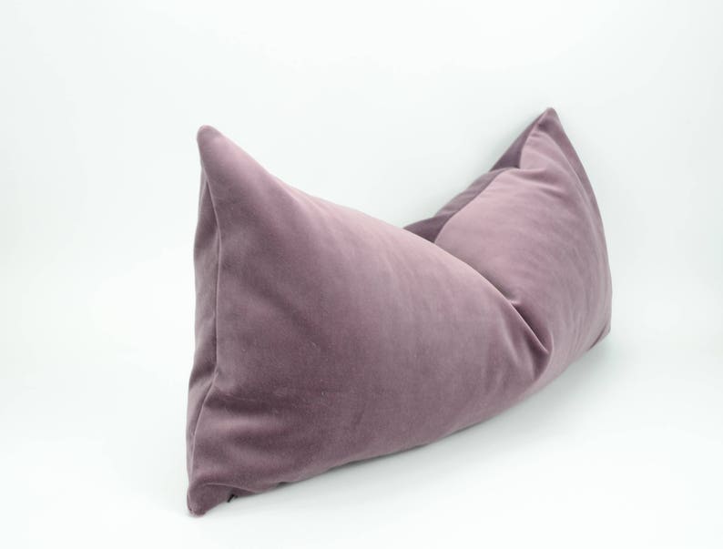 mauve pillow cover // mauve velvet cushion case // mauve velvet pillow cover // long lumbar pillow cover image 2