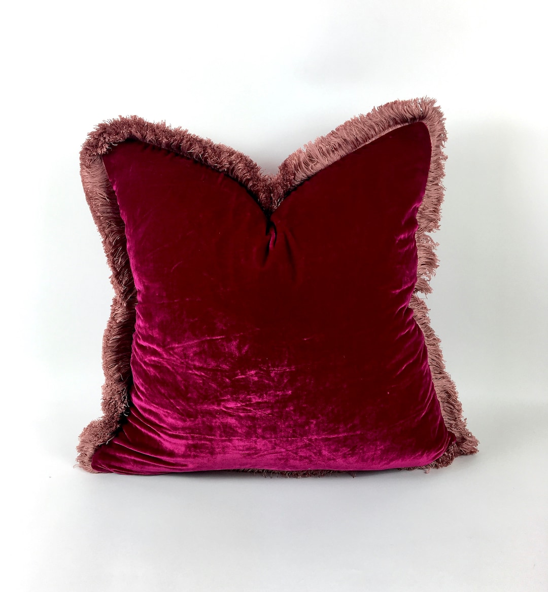 Fuschia Pink Silk Velvet Pillow // Silk Velvet Cushion // Pink Silk