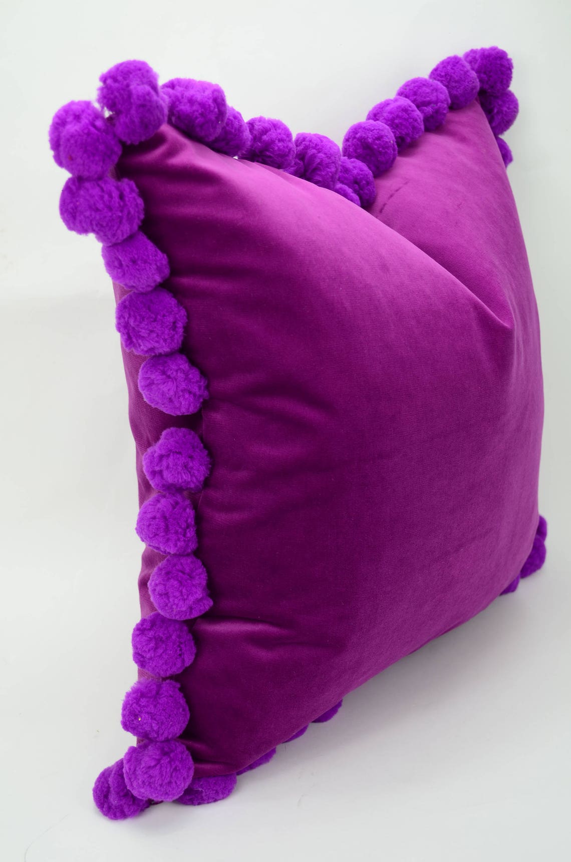 Orchid Pom Pom Cushion // Jumbo Pom Pom Pillow // Velvet Pom Etsy New