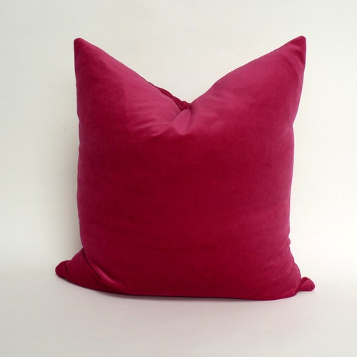 raspberry velvet pillow
