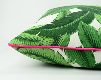 Swaying palms pillow // outdoor pillow // green and pink pillow, tommy bahama swaying palms