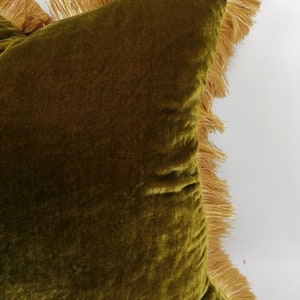 chartreuse silk velvet pillow // green silk velvet cushion image 10