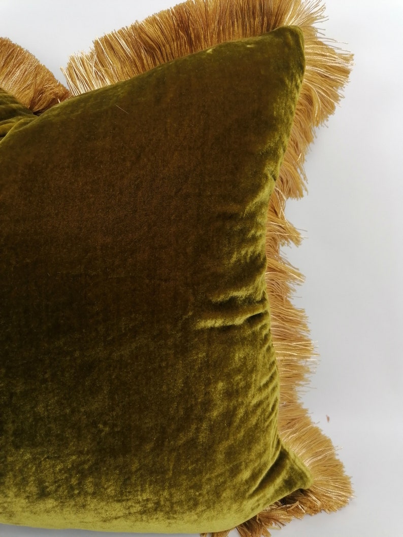 chartreuse silk velvet pillow // green silk velvet cushion image 10