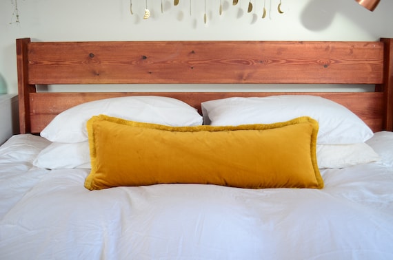 Long Lumbar Pillow Mustard Velvet Long Lumbar Pillow Etsy